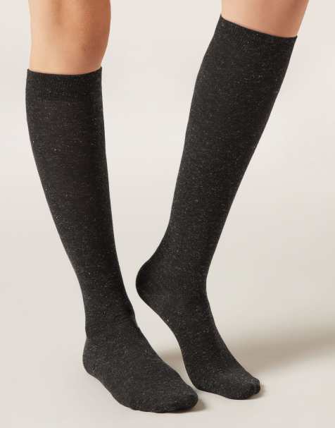 Calzedonia Glitter long socks in black - view 1