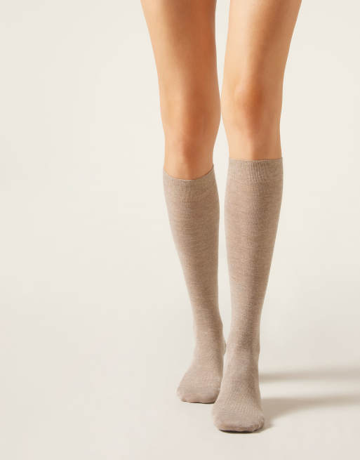 Calzedonia Glitter long socks in natural dove