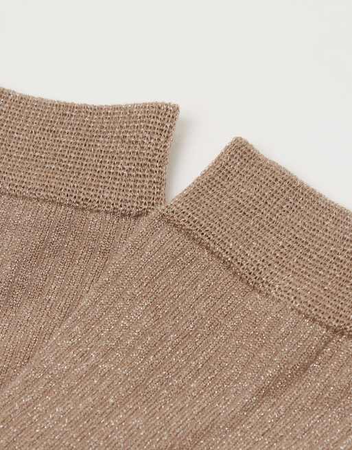 Calzedonia Glitter ribbed socks in beige, 2 of 2