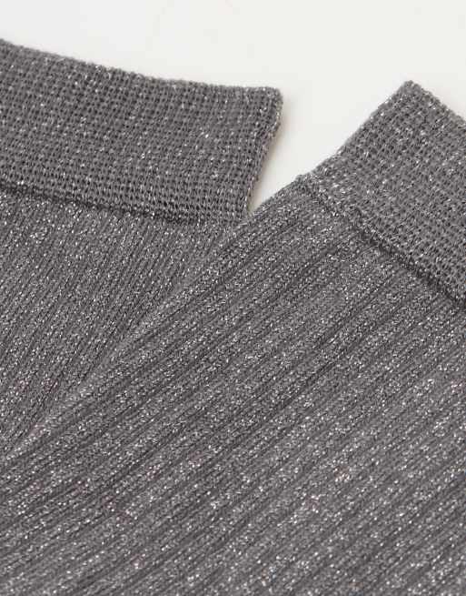 Calzedonia Glitter ribbed socks in grey, 2 of 3
