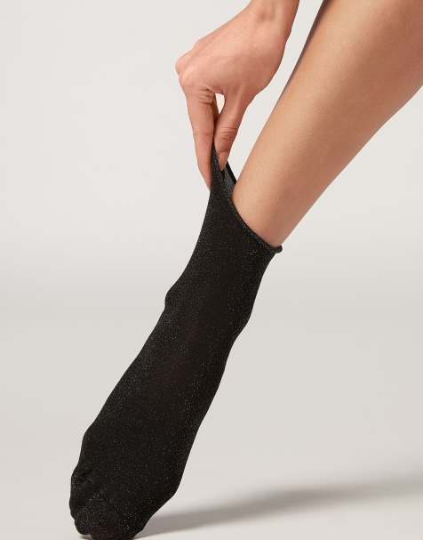 Calzedonia Glitter socks in anthracite black - view 1