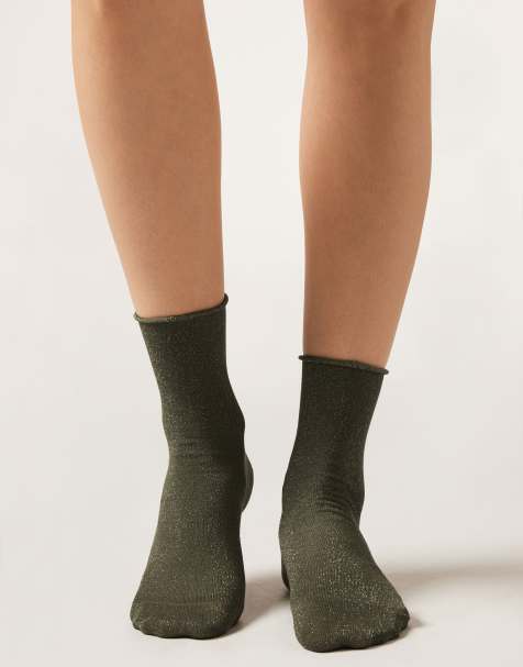 Calzedonia Glitter socks in military green - view 1