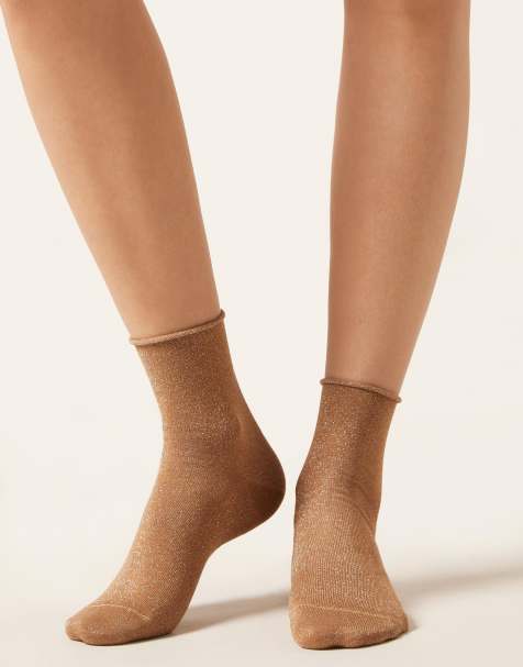 Calzedonia Glitter socks in natural brown biscotto - view 1