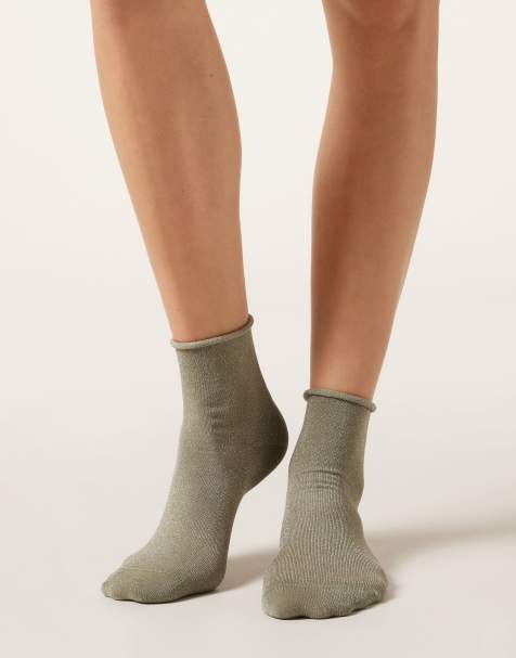 Calzedonia Glitter socks in sage green - view 1