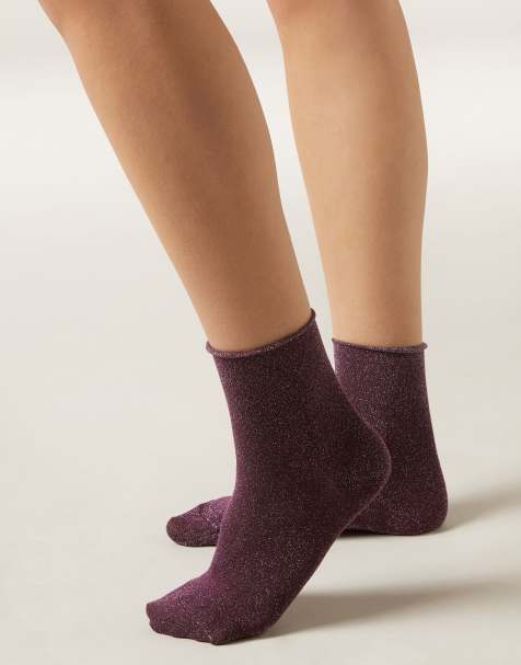 Calzedonia Glitter socks in violet plum - view 1