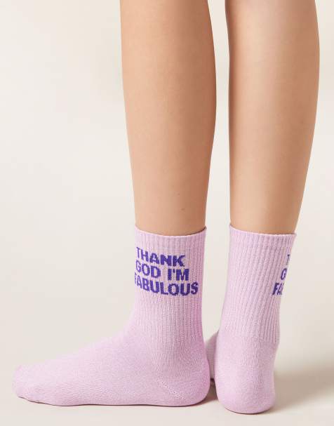 Calzedonia Glitter text socks in glitter pink - view 1