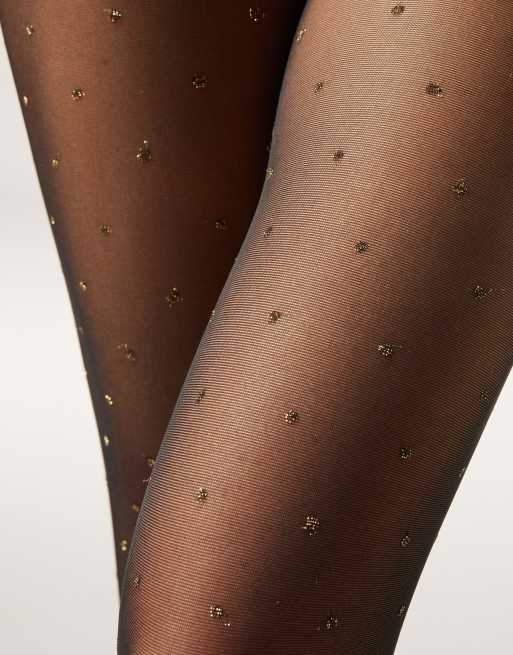 Calzedonia Gradient polka dot tights in black gold, 2 of 3