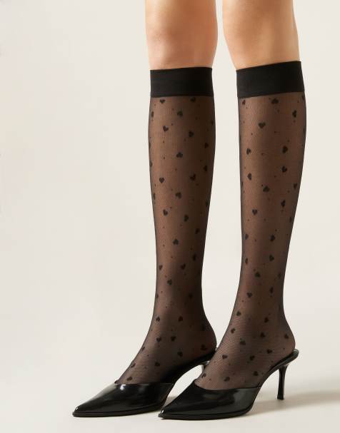 Calzedonia Heart and polka dot knee-high socks in black - view 1