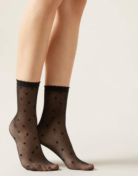 Calzedonia Heart and polka dot pattern socks in black - view 1