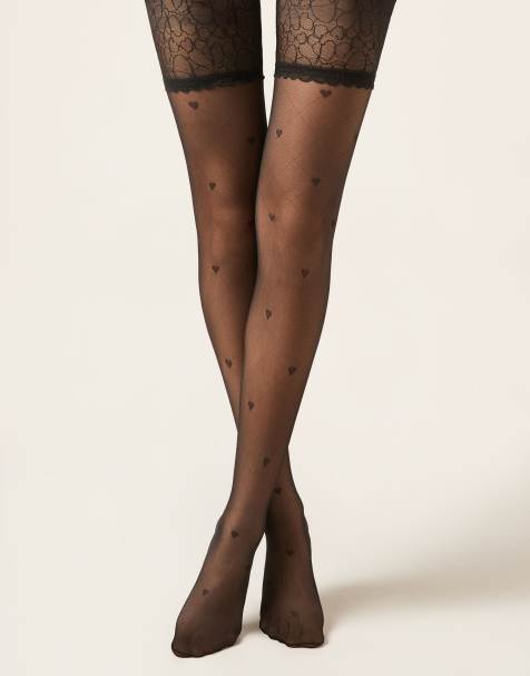 Calzedonia Heart sheer hold-ups in black hearts - view 1