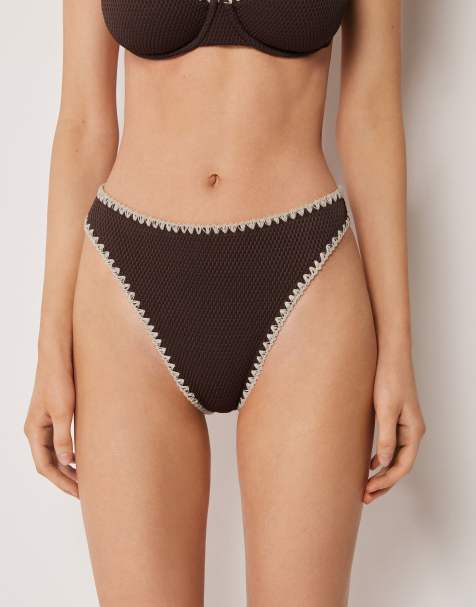 Calzedonia High-waist brazilian bicolor embroidery in bicolor brown - view 1