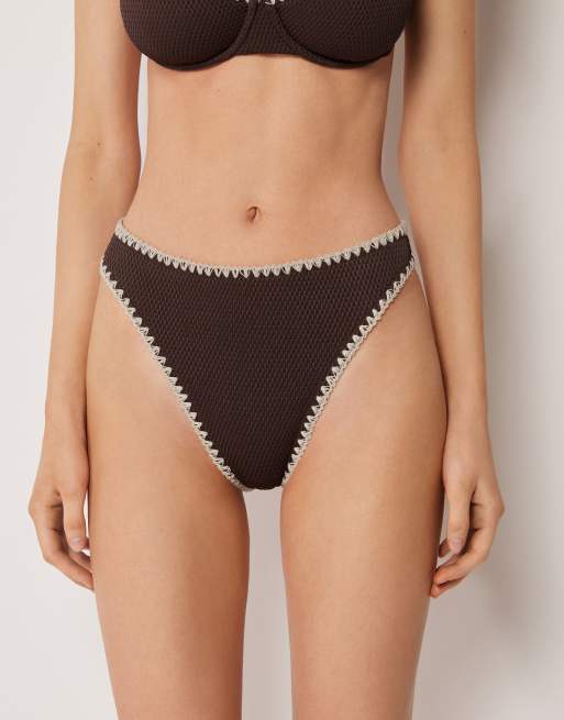 Calzedonia High-waist brazilian bicolor embroidery in bicolor brown