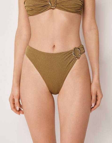 Calzedonia High-waist brazilian sophisticated shine in golden brown - view 1