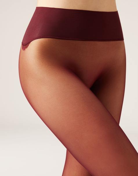 Calzedonia Invisible 20 denier sheer tights in burgundy red - view 1
