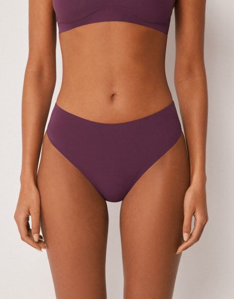 Calzedonia Invisible bonding bikini bottoms in burgundy - view 1