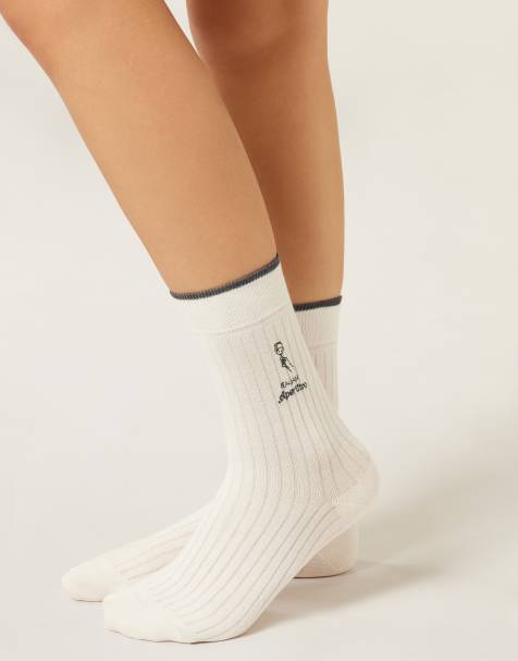 Calzedonia Italian style embroidered socks in white - view 1