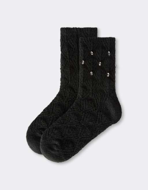 Calzedonia Jewel gemstone socks in black, 3 of 4