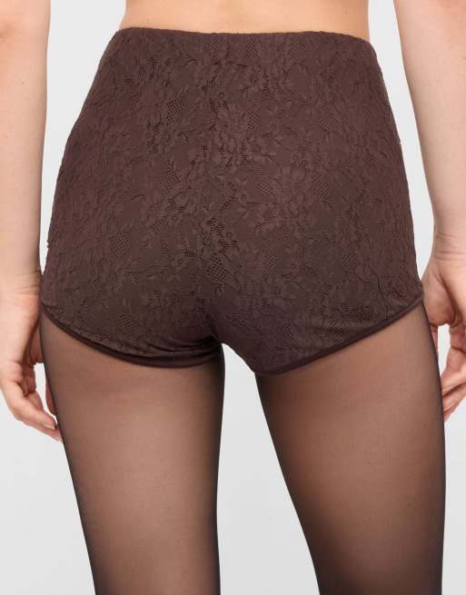 Calzedonia Lace culottes in coffee lace, 2 of 5
