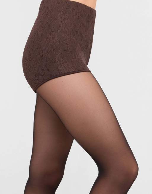 Calzedonia Lace culottes in coffee lace, 3 of 5