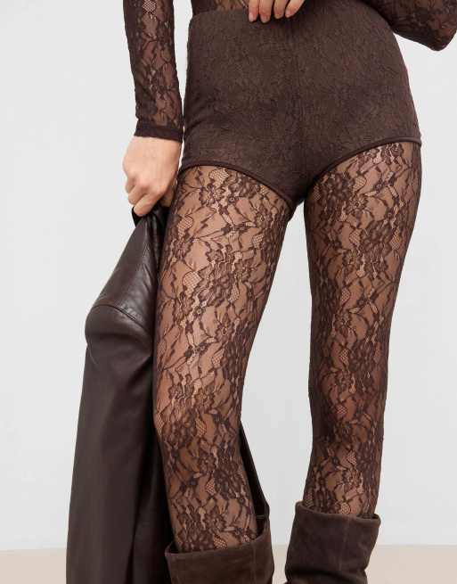 Calzedonia Lace culottes in coffee lace, 4 of 5