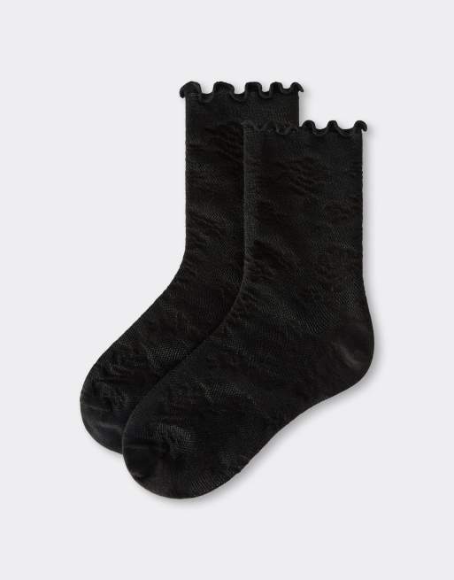 Calzedonia Lace-effect socks in black lace, 3 of 4