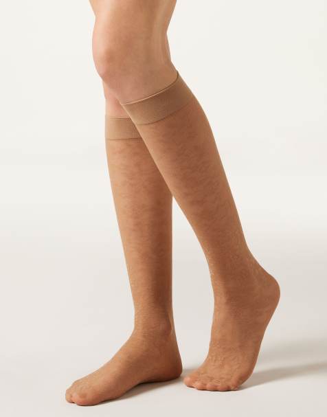Calzedonia Lace knee-high socks in beige - view 1