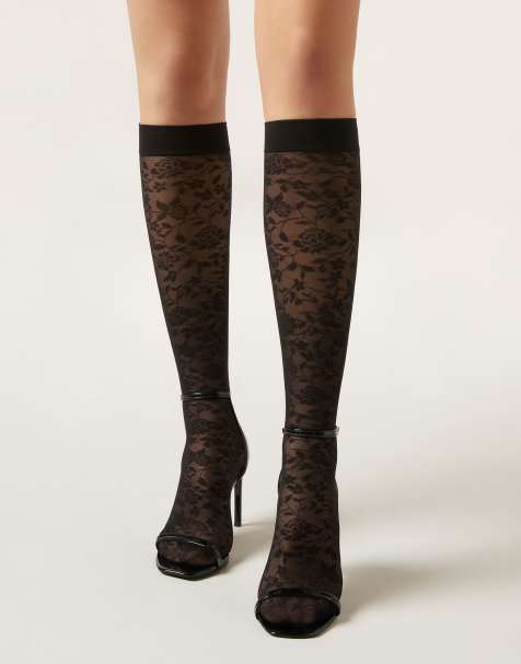 Calzedonia Lace knee-high socks in black - view 1