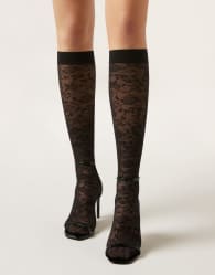 Calzedonia Lace knee-high socks in black