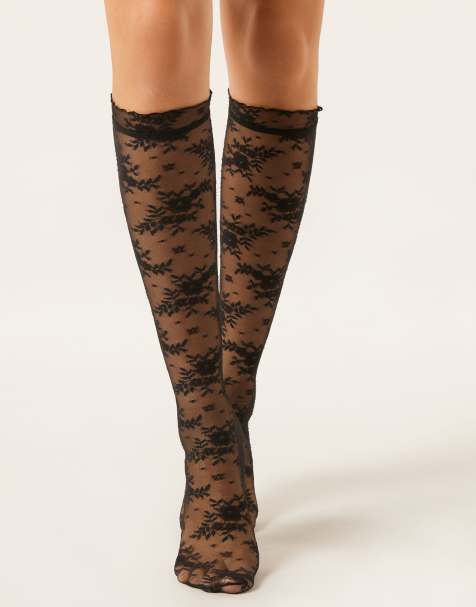 Calzedonia Lace knee-highs in black lace - view 1