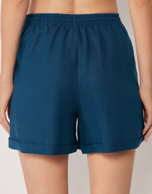 Calzedonia Linen and viscose beach shorts in dark blue, 2 of 4