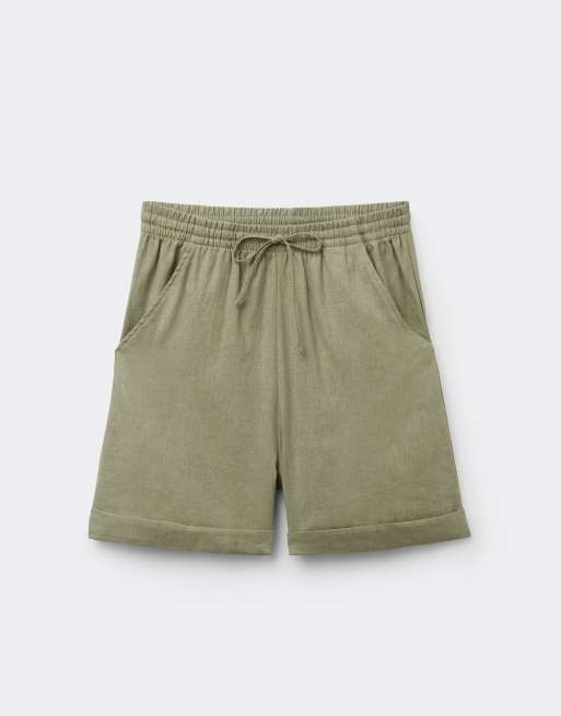 Calzedonia Linen and viscose beach shorts in sage, 5 of 5