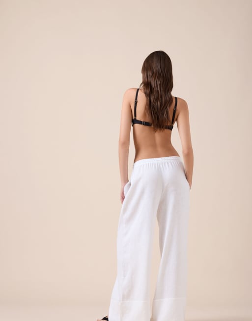 Calzedonia Linen and viscose palazzo trousers in white, 2 of 5