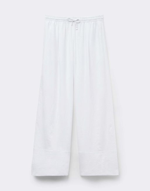 Calzedonia Linen and viscose palazzo trousers in white, 5 of 5
