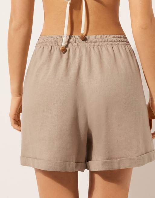 Calzedonia Linen and viscose shorts in desert beige, 2 of 5
