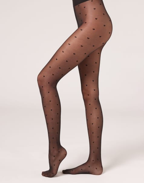 Calzedonia Little hearts 30 denier sheer tights in black - view 1