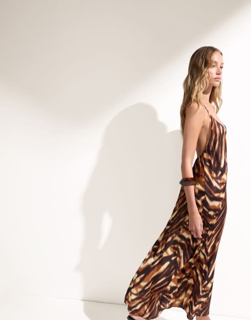 Calzedonia long beach dress in light and dark brown, 2 of 4