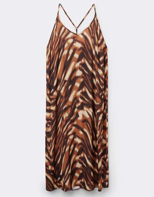 Calzedonia long beach dress in light and dark brown, 5 of 5