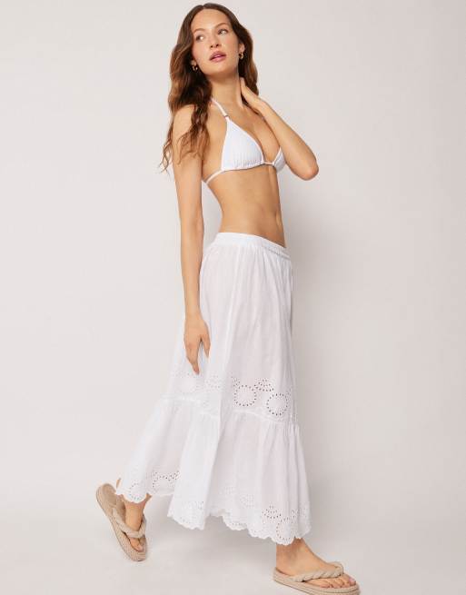 Calzedonia long beach skirt in white, 4 of 4