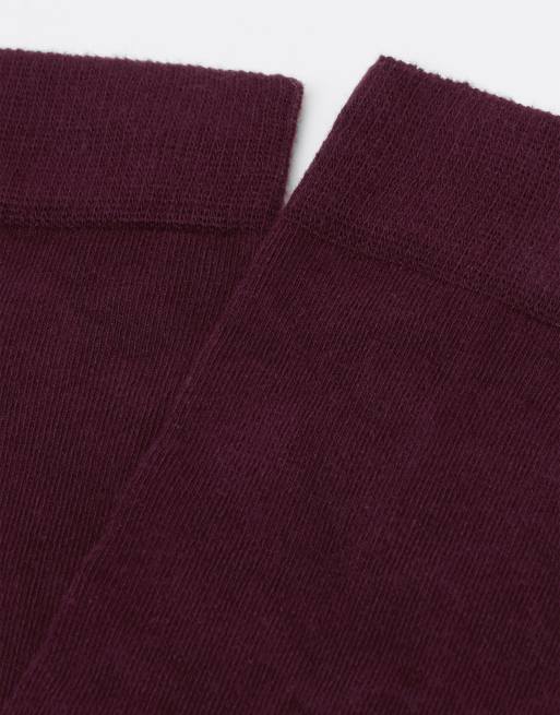Calzedonia Long satin cotton socks in bordeaux, 2 of 2