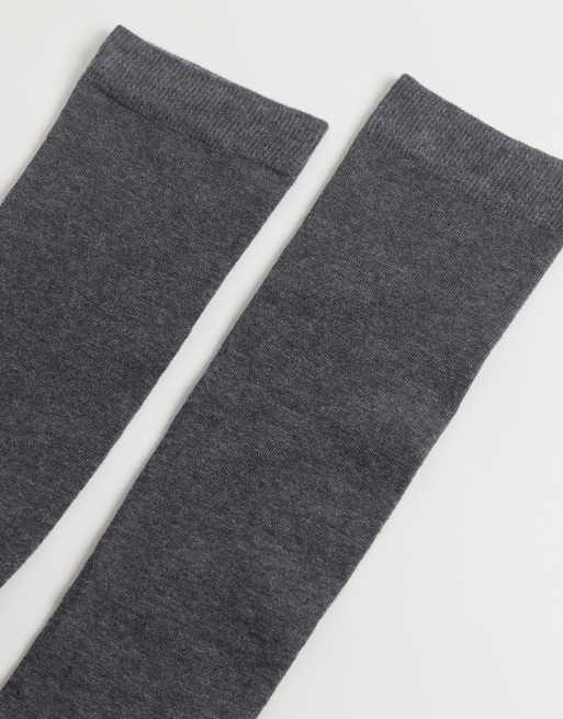Calzedonia Long satin cotton socks in grey blend, 2 of 2
