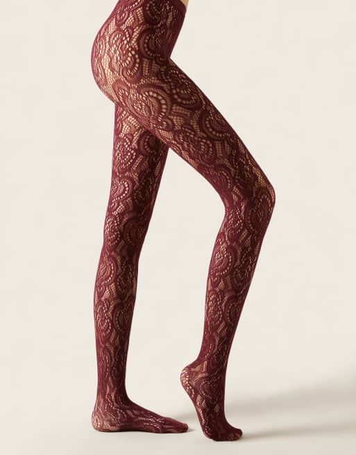 Calzedonia Macramé effect fishnet tights in grape fishnet macramé
