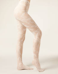 Calzedonia Macro floral lace tights in off white floral