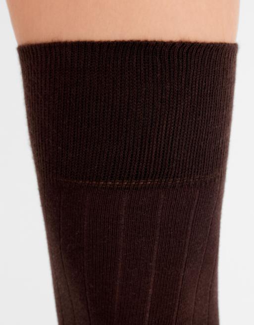 Calzedonia Maxi ribbed knee-high socks in brown, 3 of 3