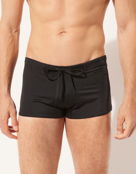 Calzedonia Men's boxer-style swim shorts panama in black - view 1