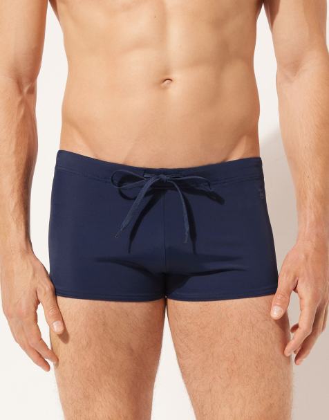 Calzedonia Men's boxer-style swim shorts panama in dark blue - view 1