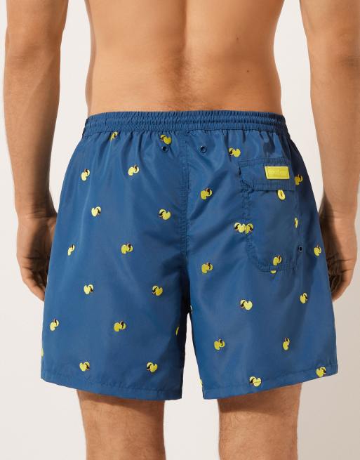 Calzedonia Men’s pattern swim boxer formentera in blue yellow duck, 2 of 4