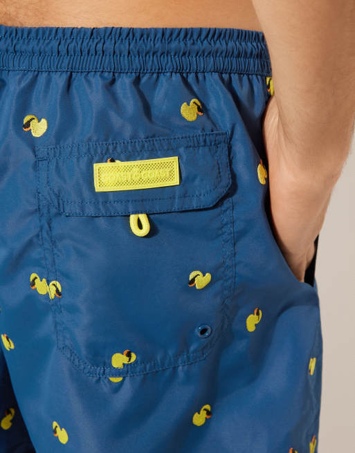 Calzedonia Men’s pattern swim boxer formentera in blue yellow duck, 4 of 4