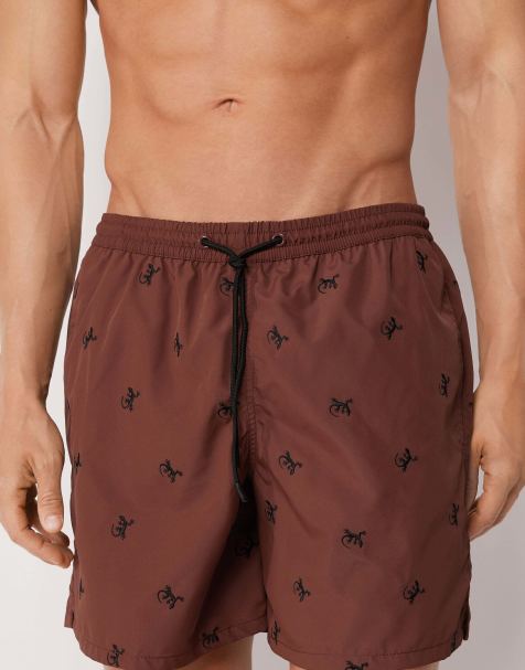 Calzedonia Men’s pattern swim boxer formentera in brown - view 1