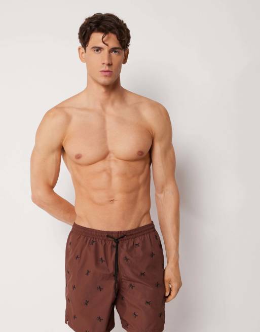 Calzedonia Men’s pattern swim boxer formentera in brown, 4 of 5