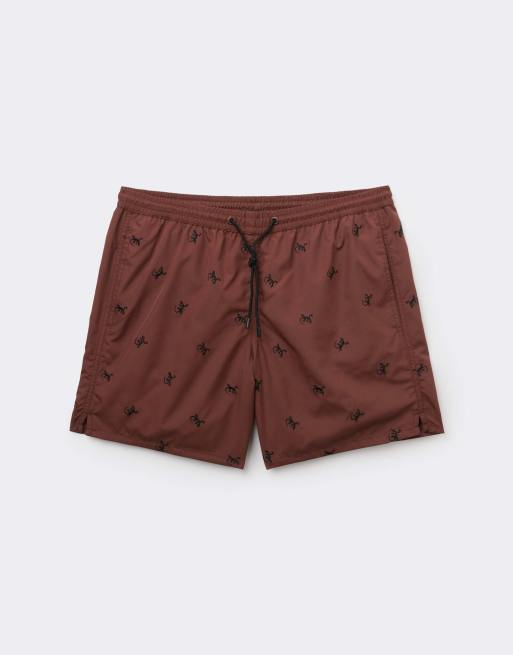 Calzedonia Men’s pattern swim boxer formentera in brown, 5 of 5